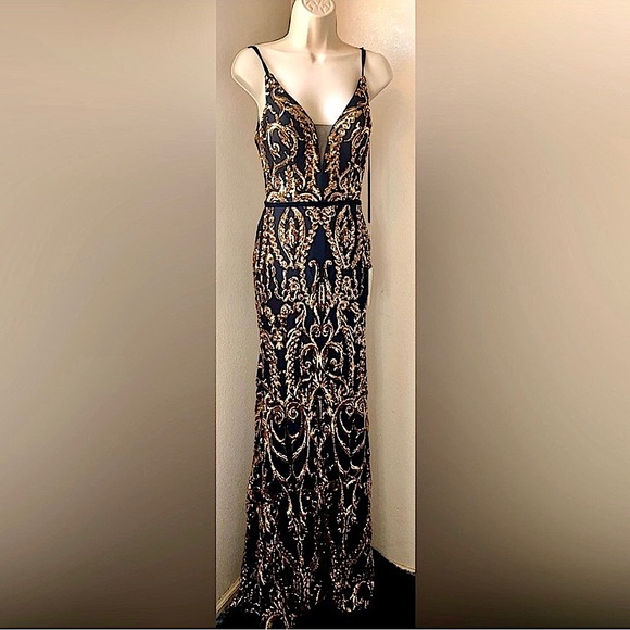 Brand new Narianna Black and gold sequin Quinceanera Prom Formal ballgown - Picture 7 of 11